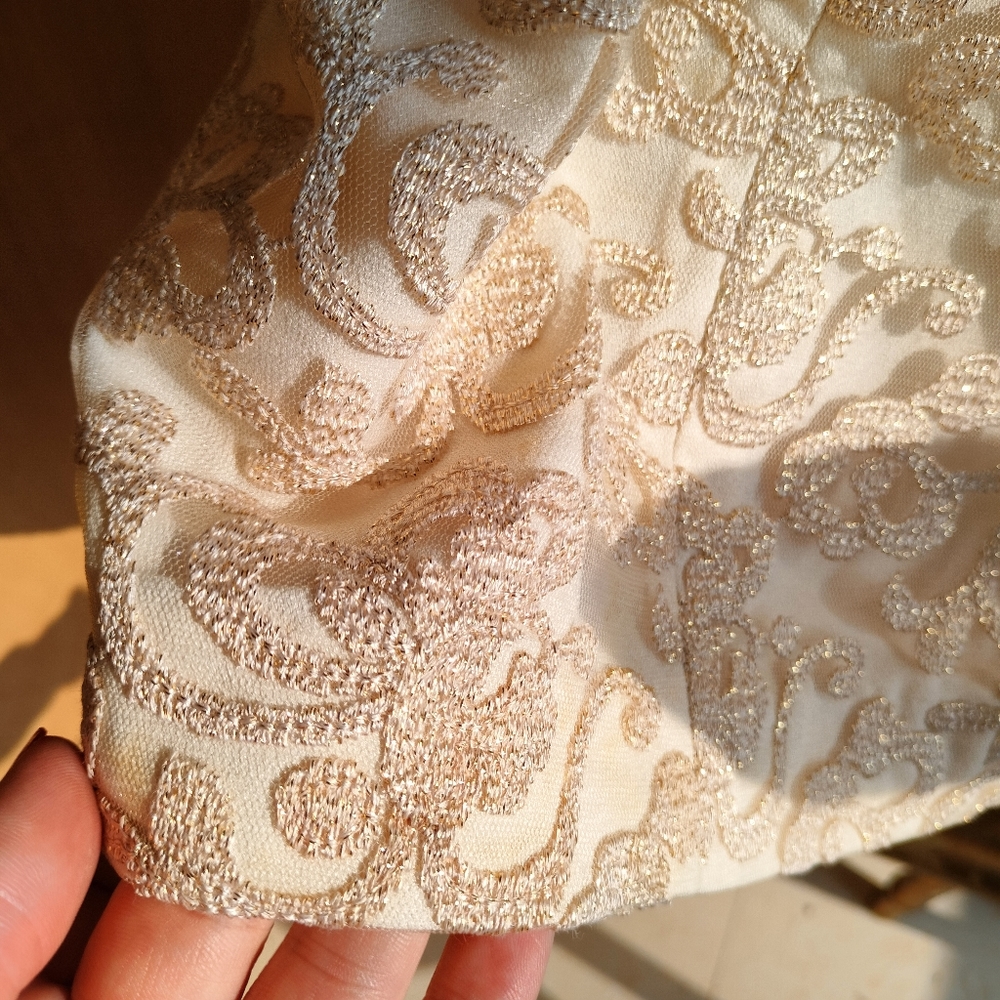 Korean Gold and Beige Embroidered Dress - Picture 6 of 14